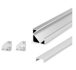 KIT LED profile W3 silver anodized angle + cover + caps