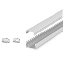 KIT LED profile W4 silver anodized + milky cover + caps