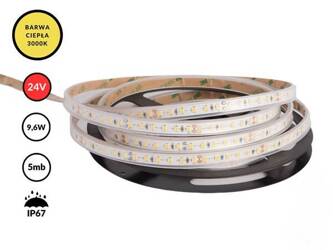 Taśma LED SMD 2835 | 3000K | 24V | 9,6W | 120LED |  IP67 | 8mm | 5m